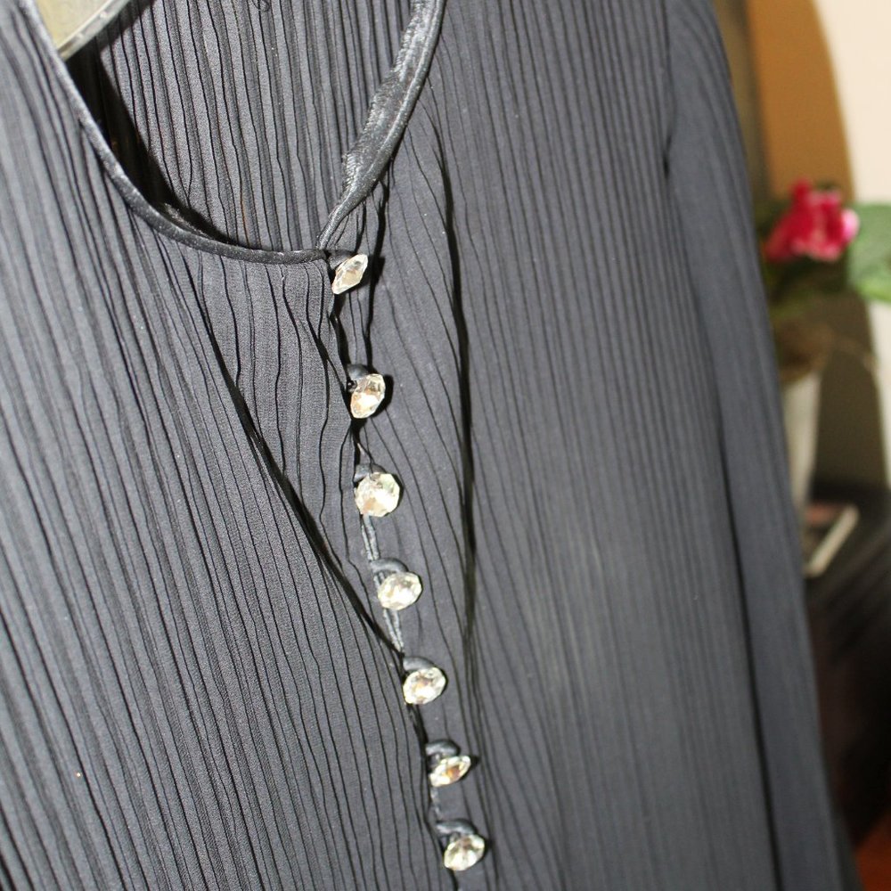 Pleated Tunic With Crystal Buttons - image 3